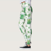 Elegant Green Beer Mugs and Shamrocks White Leggings (Links)