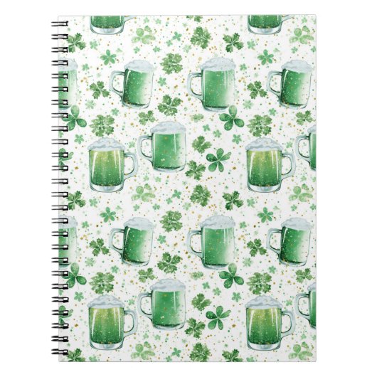 Elegant Green Beer Mugs and Shamrocks White Notizblock (Vorderseite)