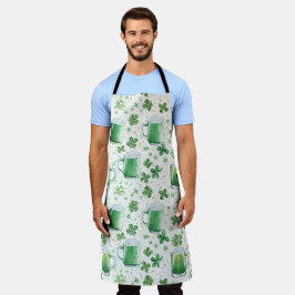 Elegant Green Beer Mugs and Shamrocks White Schürze