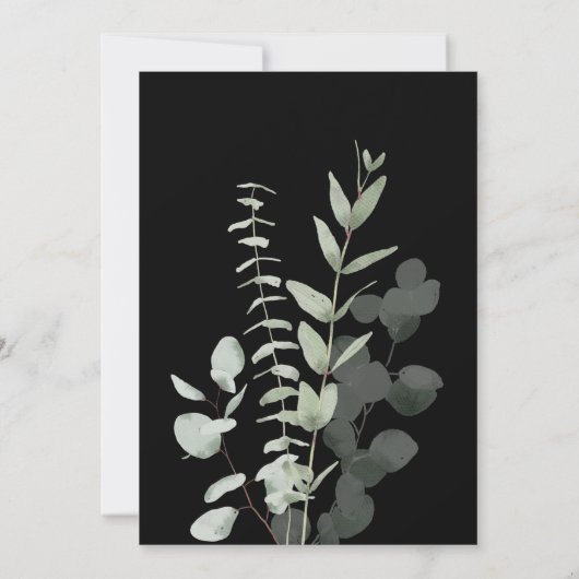 Elegant Green Black Eucalyptus Wedding Einladung (Rückseite)