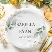 ELEGANT Green Blätter Gold Wedding Pappteller