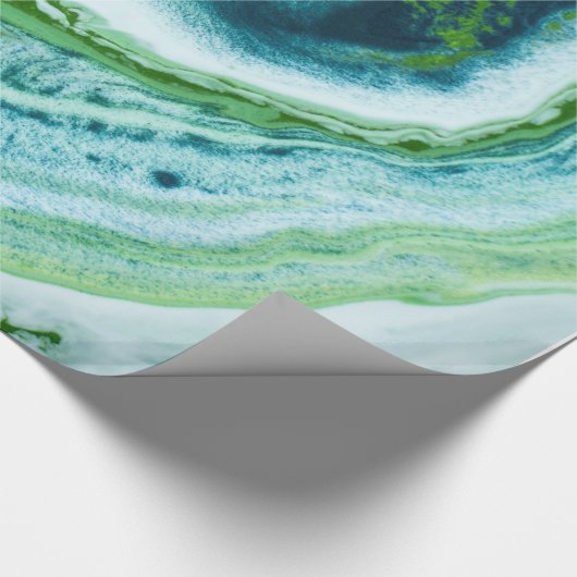 Elegant GREEN BLAUE WHITE MARBLE TEXTURE Geschenkpapier (Ecke)