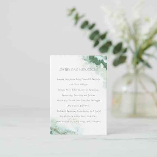 Elegant Green Blue Agate Watercolor Juwelierpflege Visitenkarte (Stehend Vorderseite)