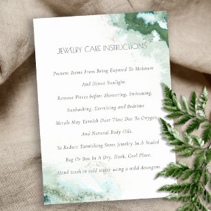 Elegant Green Blue Agate Watercolor Juwelierpflege Visitenkarte