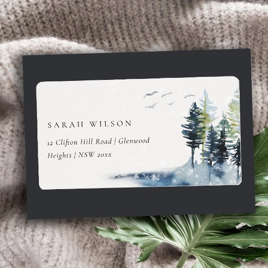Elegant Green Blue Pine Woods Forest Birds Address