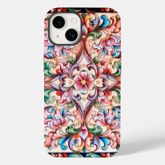 ELEGANT GREEN BLUE PINK RED FLORAL FANTASY Case-Mate iPhone HÜLLE (Rückseite)