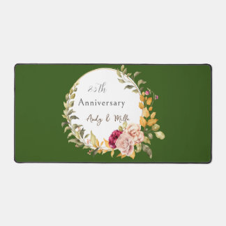 Elegant Green Blume Wreath 25. Wedding Anniv Schreibtischunterlage
