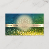 Elegant Green Bokeh Gold, Lotus Yoga Instructor Visitenkarte (Vorderseite)