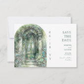 Elegant Green Botanical Garden Photo Wedding Save The Date (Vorderseite)