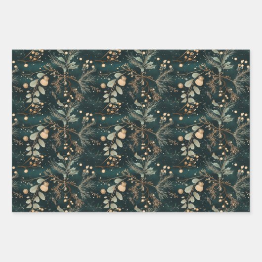 Elegant Green Botanical Geschenkpapier Set (Vorderseite)