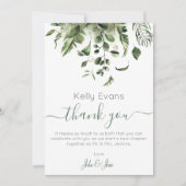 Elegant Green Botanical Wedding Vielen Dank Dankeskarte (Vorderseite)