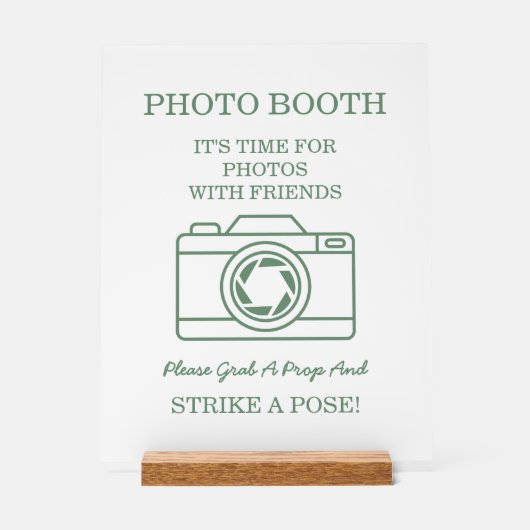 Elegant Green Botanical Wreath Wedding Photo Booth Acrylschild (Vorderseite)