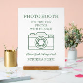 Elegant Green Botanical Wreath Wedding Photo Booth Acrylschild (Hochzeit)