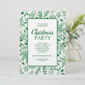 Elegant Green Botanicals Christmas Party Einladung (Stehend Vorderseite)