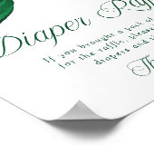 Elegant Green Bow Baby Shower Diaper Raffle Sign Poster (Ecke)