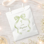 Elegant Green Bow Baptism Geschenktütchen (Ausgeschnitten)
