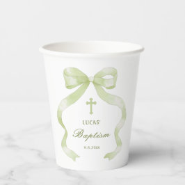 Elegant Green Bow Baptism Pappbecher