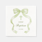 Elegant Green Bow Baptism Serviette (Vorderseite)