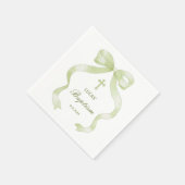 Elegant Green Bow Baptism Serviette (Ecke)