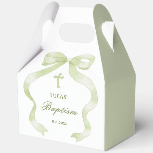 Elegant Green Bow Baptisse Gable Geschenkschachtel