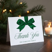 Elegant Green Bow Christmas Baby Shower Dankeskarte