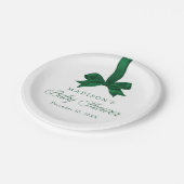 Elegant Green Bow Christmas Baby Shower Pappteller (Schrägansicht)