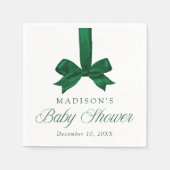 Elegant Green Bow Christmas Baby Shower Serviette (Vorderseite)