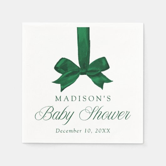 Elegant Green Bow Christmas Baby Shower Serviette (Vorderseite)