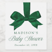 Elegant Green Bow Christmas Baby Shower Weinetikett (Einzelnes Label)