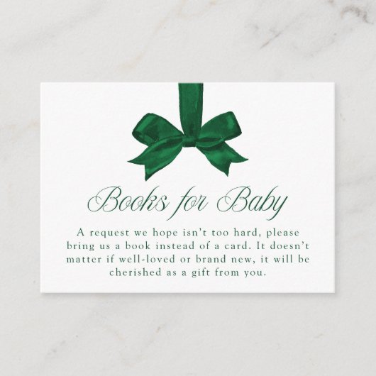 Elegant Green Bow Christmas Books For Baby Begleitkarte (Vorderseite)