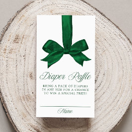 Elegant Green Bow Christmas Diaper Raffle Begleitkarte