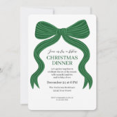 Elegant Green Bow Christmas Dinner Invitation Einladung (Vorderseite)