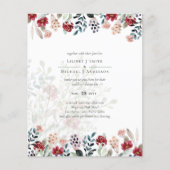 Elegant Green Burgundy Blue Floral Wedding (Vorderseite)