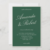 Elegant Green Calligraphy Old Money Wedding Einladung (Vorderseite)