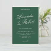 Elegant Green Calligraphy Old Money Wedding Einladung (Stehend Vorderseite)