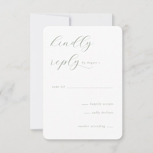 Elegant Green Calligraphy RSVP Karte (Vorderseite)
