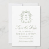 Elegant Green Chinoiserie Floral QR Code Wedding Save The Date (Vorderseite)