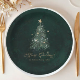 Elegant Green Christmas Pappteller