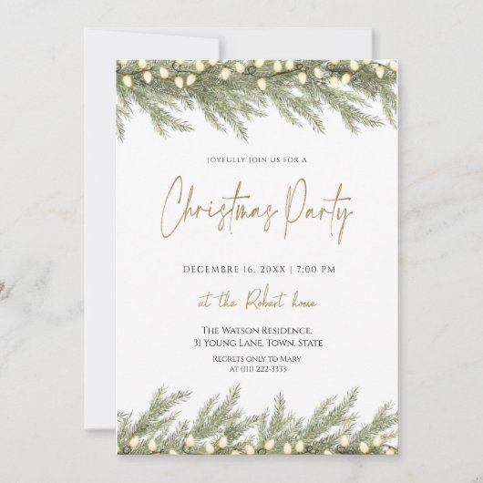 Elegant Green Christmas Party Invitation Einladung (Vorderseite)