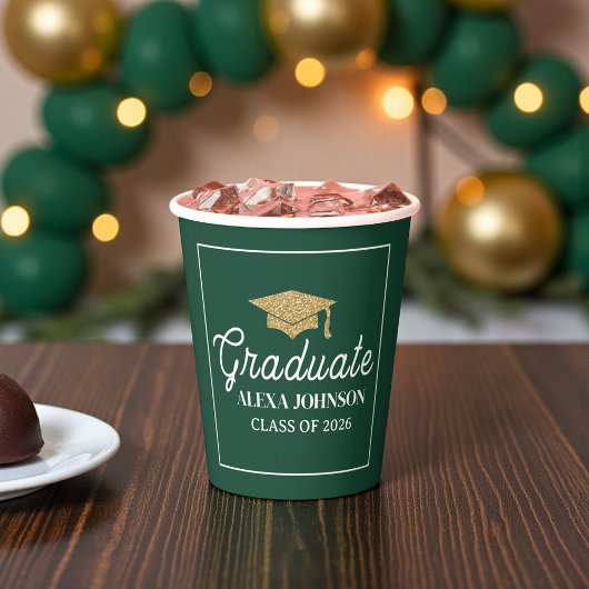 Elegant Green Class Of 2026 Graduation Pappbecher