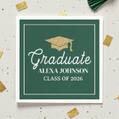 Elegant Green Class Of 2026 Graduation Serviette
