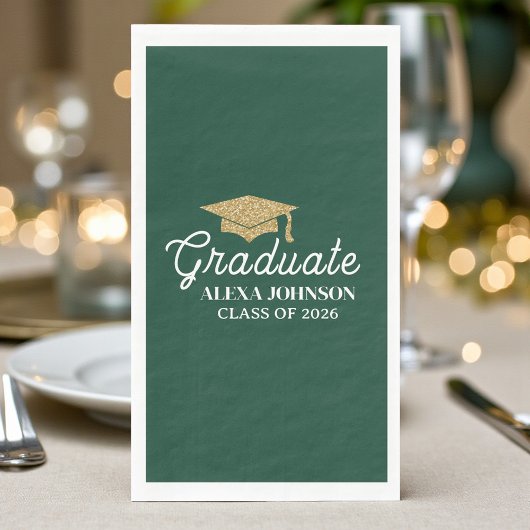 Elegant Green Class Of 2026 Graduation Serviette