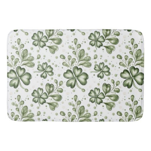 Elegant Green Clover Pattern  Badematte (Vorderseite)