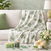 Elegant Green Clover Pattern  Fleecedecke