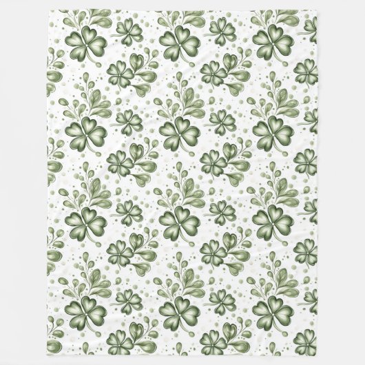 Elegant Green Clover Pattern  Fleecedecke (Vorderseite)
