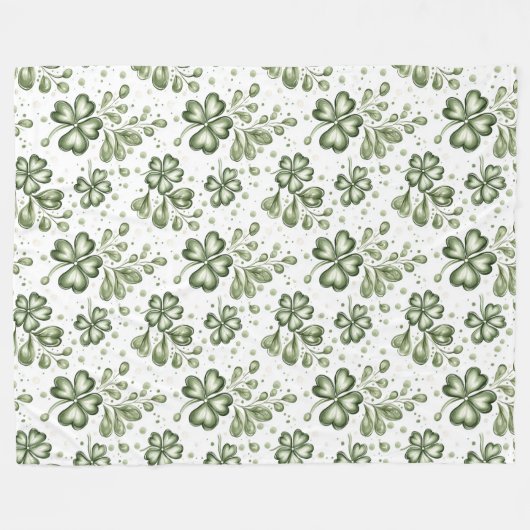 Elegant Green Clover Pattern  Fleecedecke (Vorderseite (Horizontal))