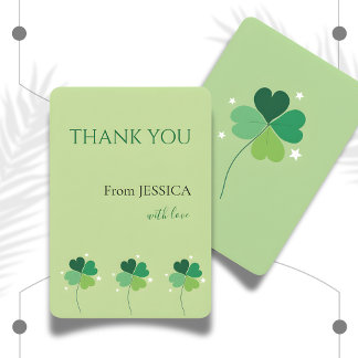 Elegant Green Clover Zazzle Thank You Card Dankeskarte