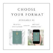 Elegant Green Cross Boy First Heilige Kommunion Einladung