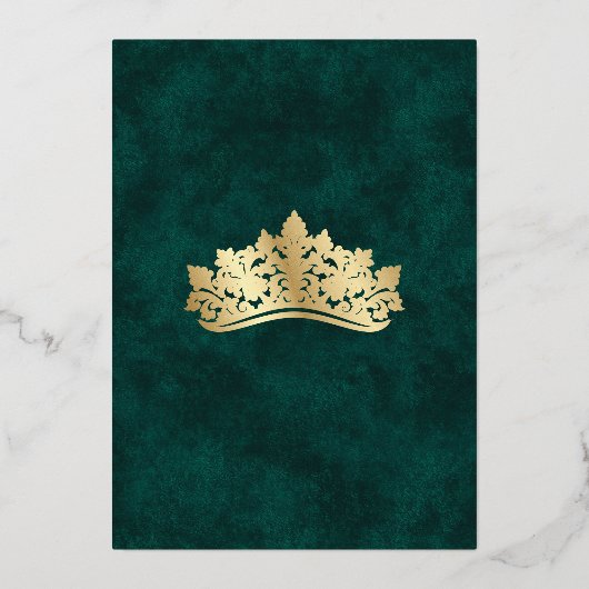 Elegant Green Crown Tiara Quinceanera Folieneinladung (Rückseite)