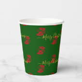Elegant Green Custom Christmas Holly Pappbecher (Rückseite)